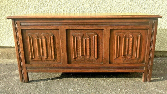 Vintage Oak Coffer By Jaycee Carved Oak Storage Chest