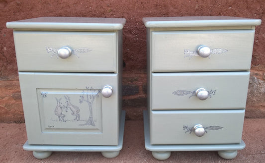Delightful Pair Of Solid Vintage Pine Bedside Cabinets.