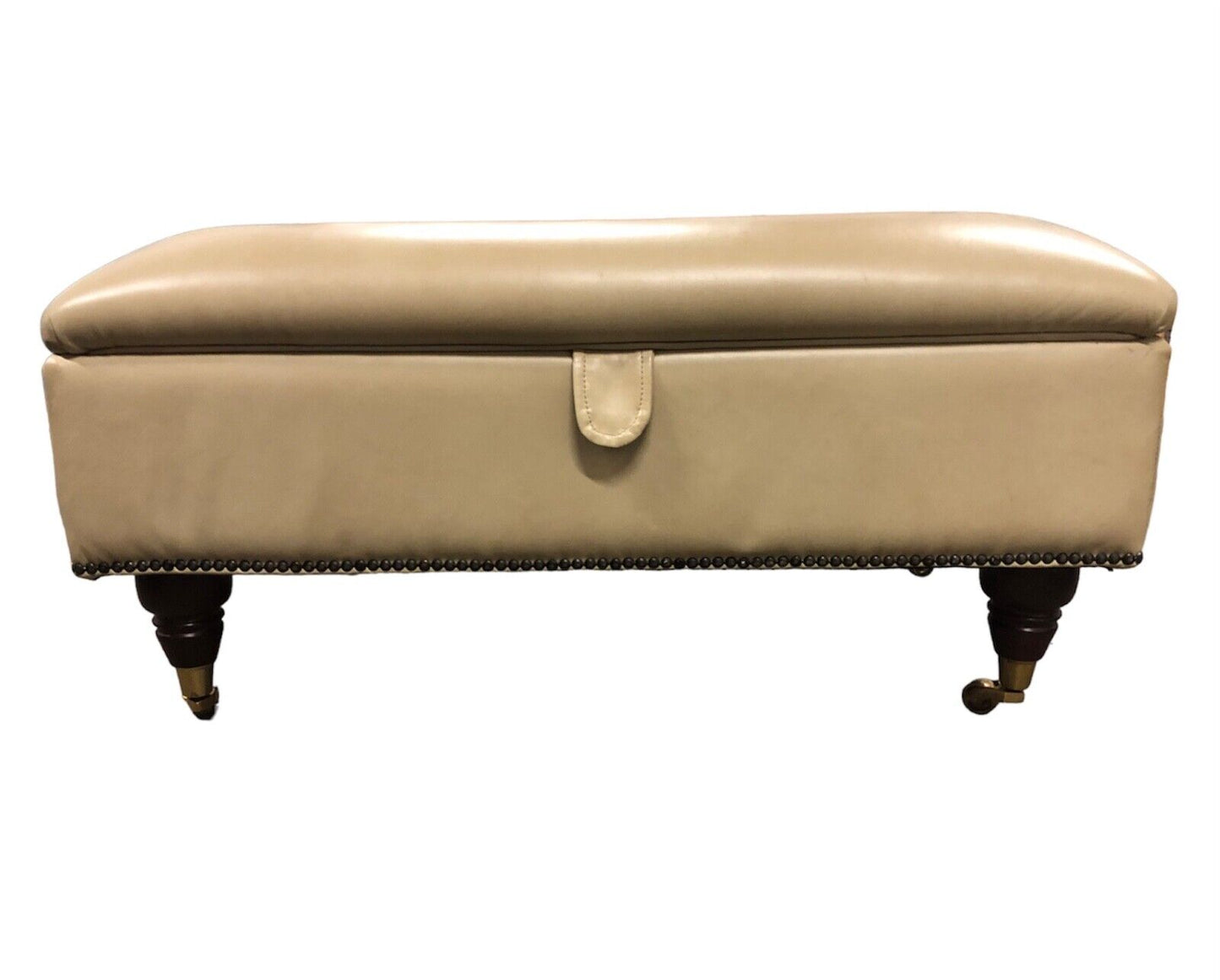 000892....Handsome Large Cream Leather Stool