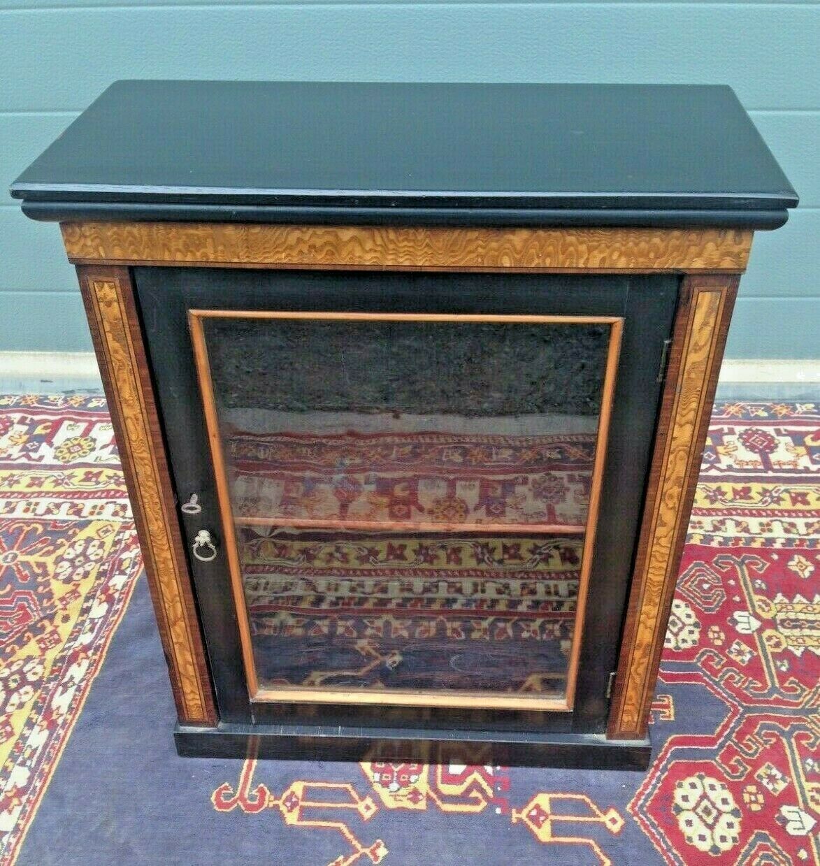 217.....Gorgeous Antique Ebonised Glazed Cabinet / Antique Medicine Cupboard
