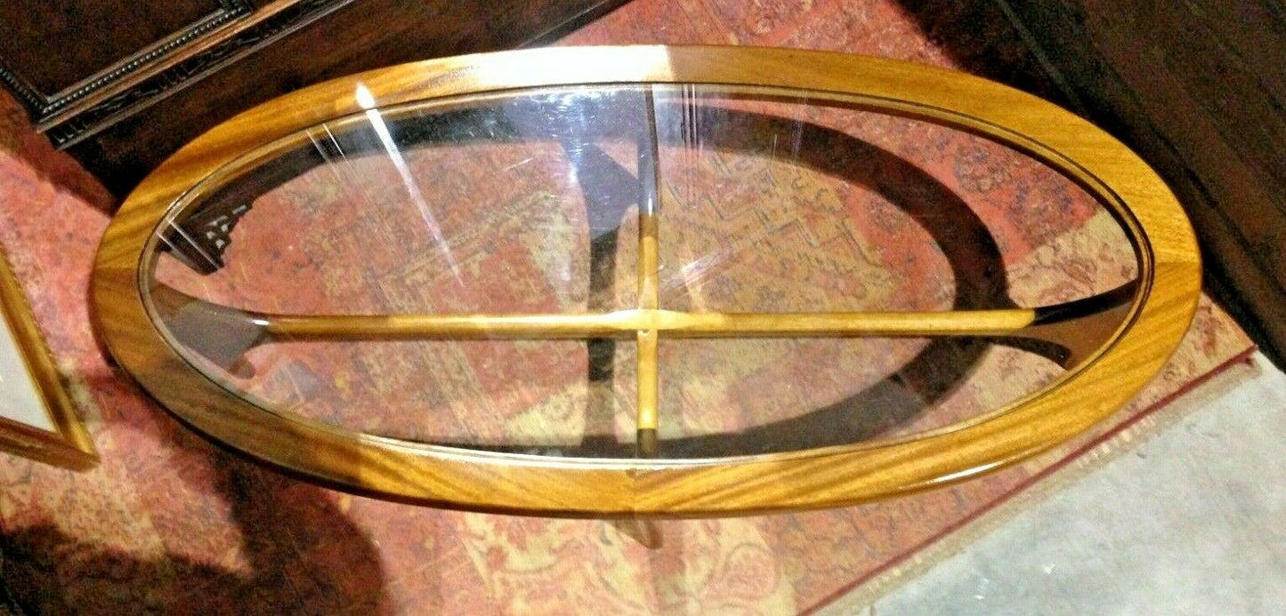 427.....Stateroom Retro Oval Coffee Table By Stonehill / Teak Retro Coffee Table