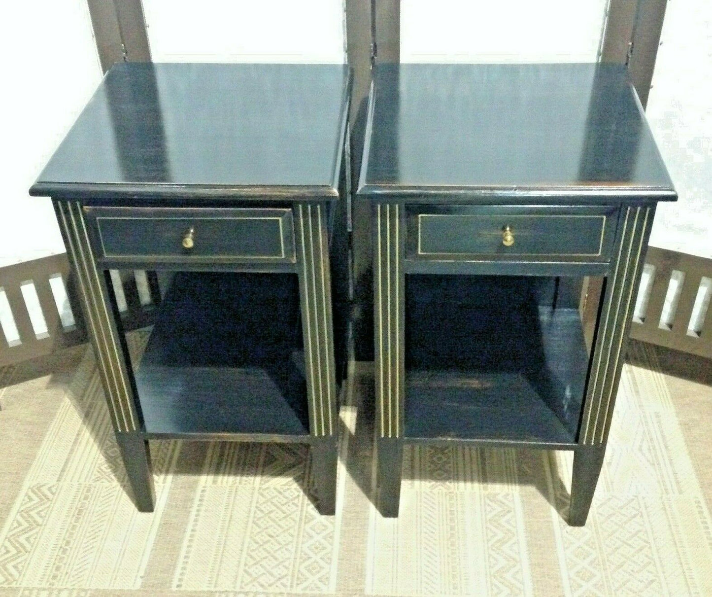 A Pair Of Vintage Empire Style Bedside Tables / Pair Of Lamp Tables