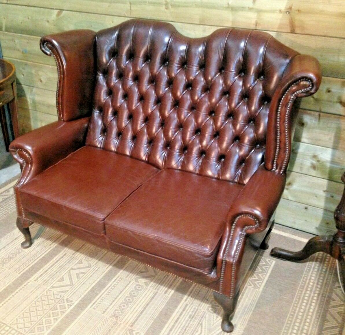 Vintage Leather Chesterfield Style Sofa / High Back Sofa