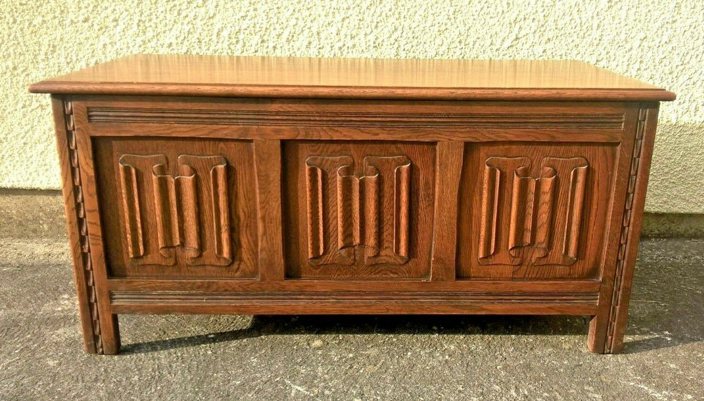 Vintage Oak Coffer By Jaycee Carved Oak Storage Chest
