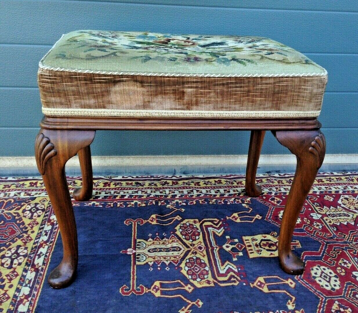 Vintage Stool By Maples / Carved Vintage Stool ( SOLD )