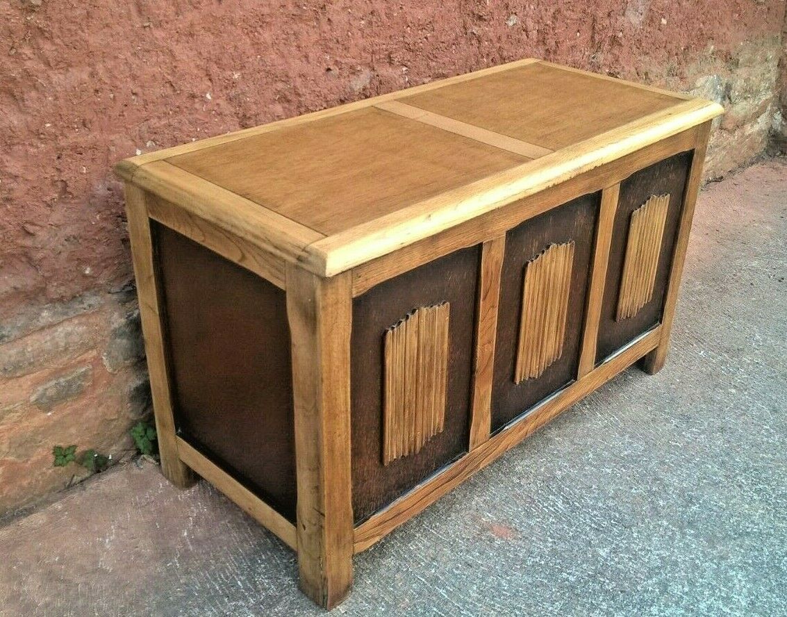 Vintage Oak Coffer / Linen Fold Blanket Box / Oak Chest
