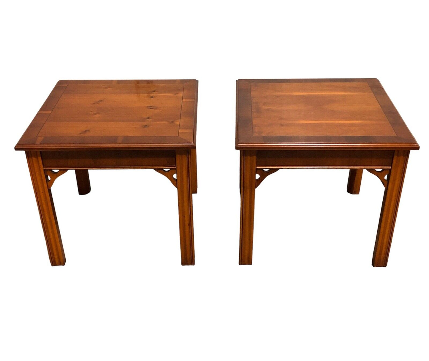 000872....Handsome Pair Of Vintage Yew End Tables / Coffee Tables ( sold )