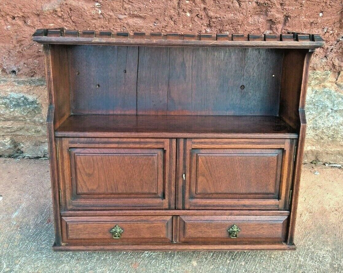 Arts And Crafts Antique Wall Cabinet / Antique Walnut Wall Cabinet