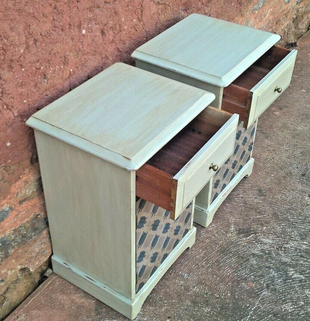 Pair Of Vintage Bedside Cabinets / Upcycled Bedside Tables