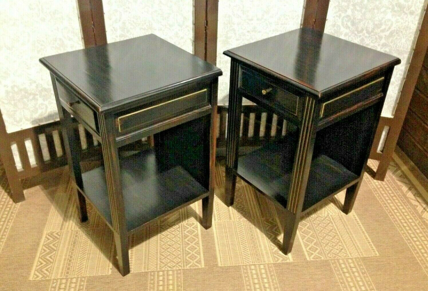 A Pair Of Vintage Empire Style Bedside Tables / Pair Of Lamp Tables