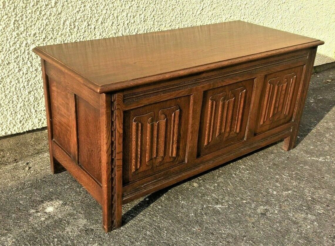 Vintage Oak Coffer By Jaycee Carved Oak Storage Chest