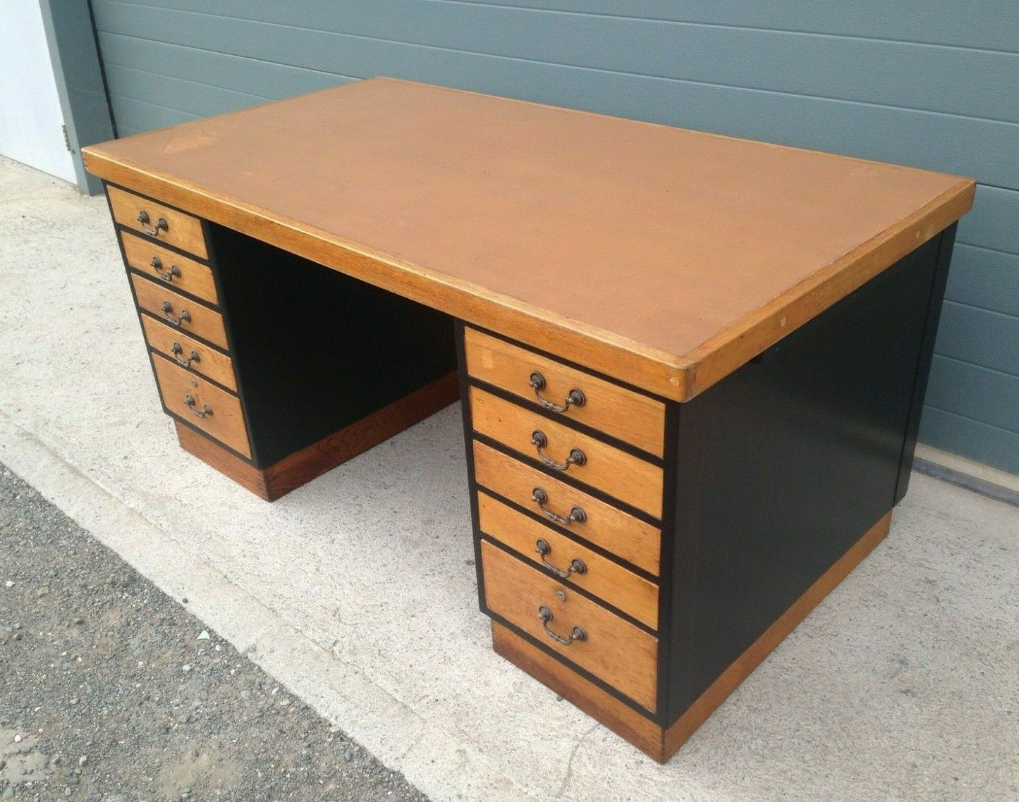 219.....Large Vintage Oak Desk / Industrial Style Desk