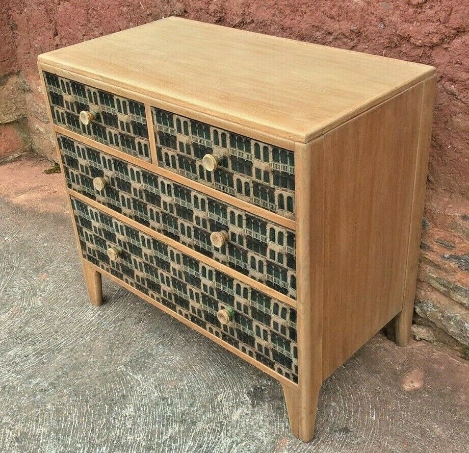 317.....Retro Oak Chest Drawers Upcycled Retro Chest ( SOLD )