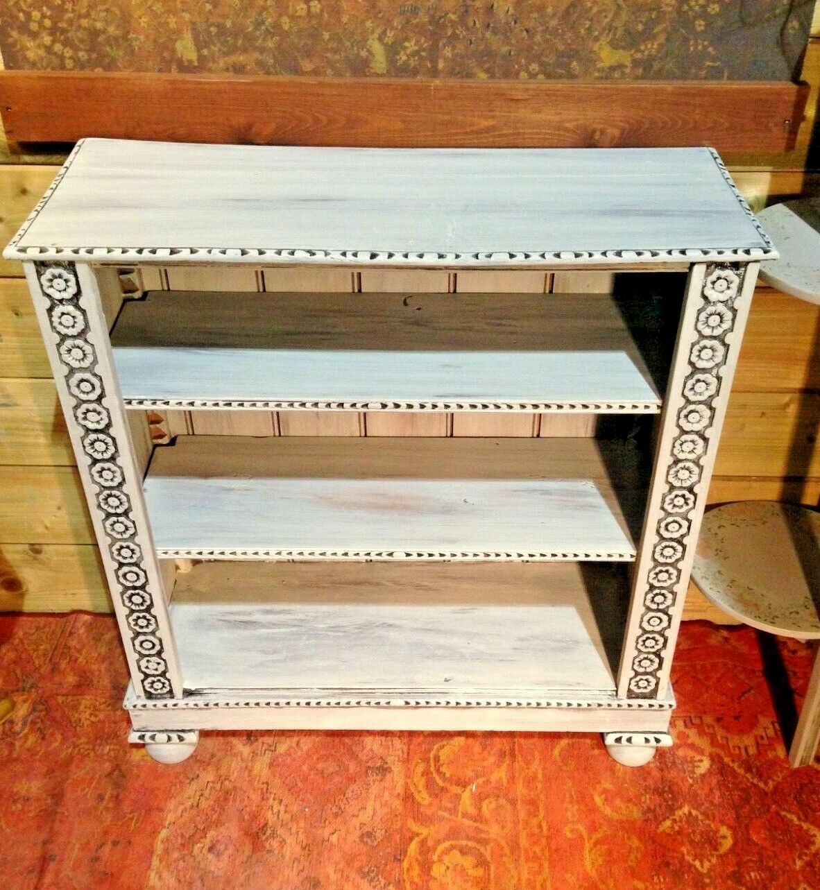 414.....Stunning Carved Oak Bookcase / Antique Oak Bookshelves
