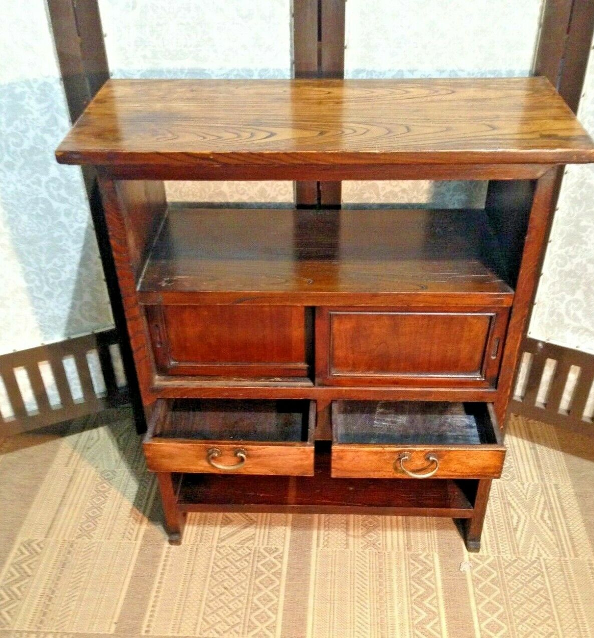 376.....Vintage Oriental Bookcase With Drawers / Oriental Cabinet ( SOLD )