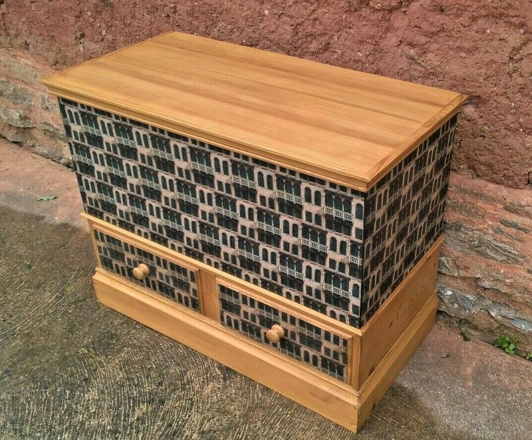 015.....Upcycled Pine Storage Chest With Two Drawers