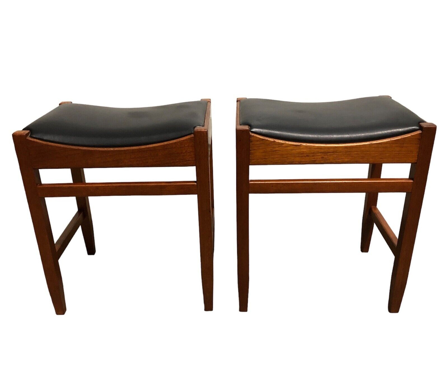 000873....Handsome Pair Of Retro Teak Stools ( sold )