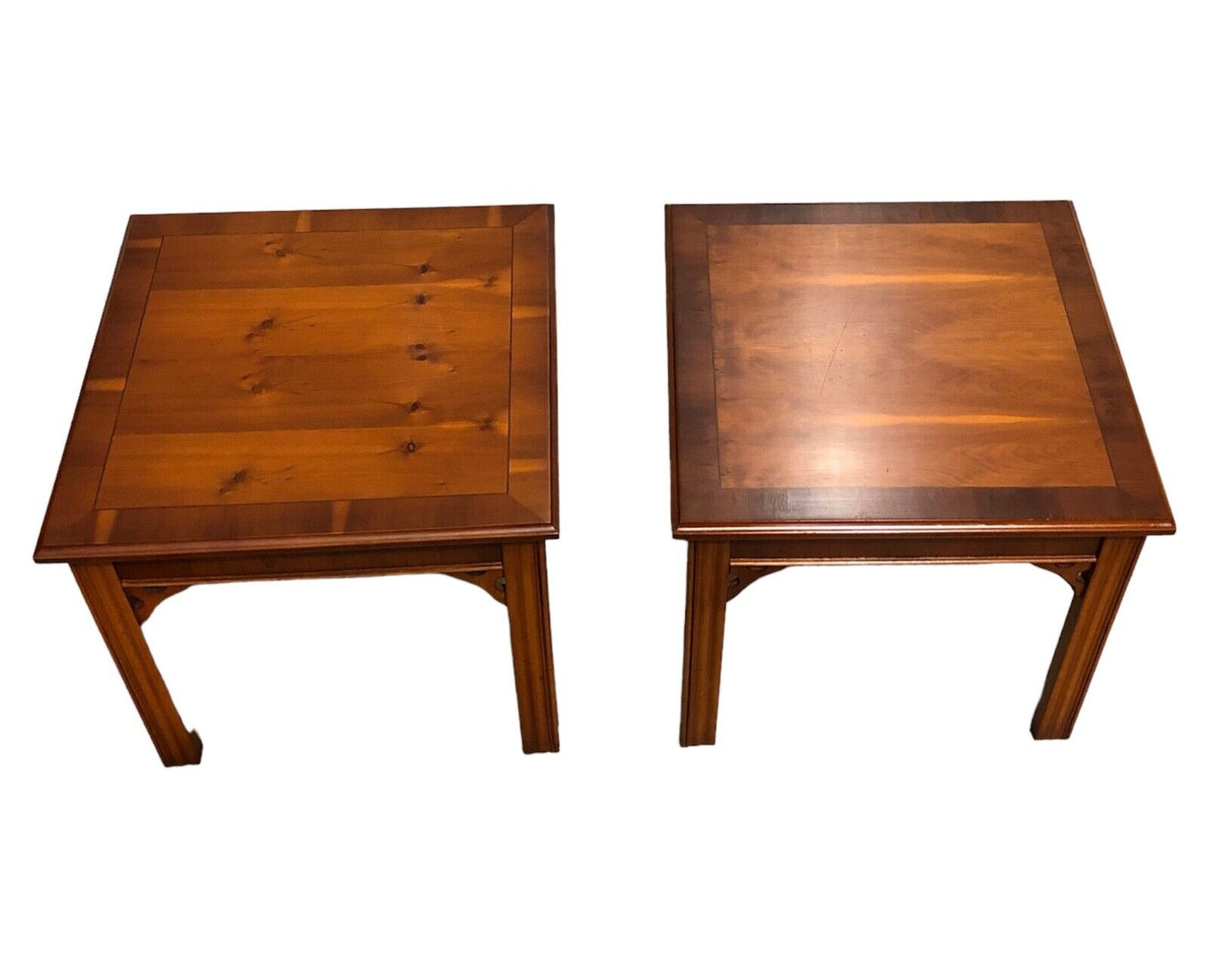 000872....Handsome Pair Of Vintage Yew End Tables / Coffee Tables ( sold )