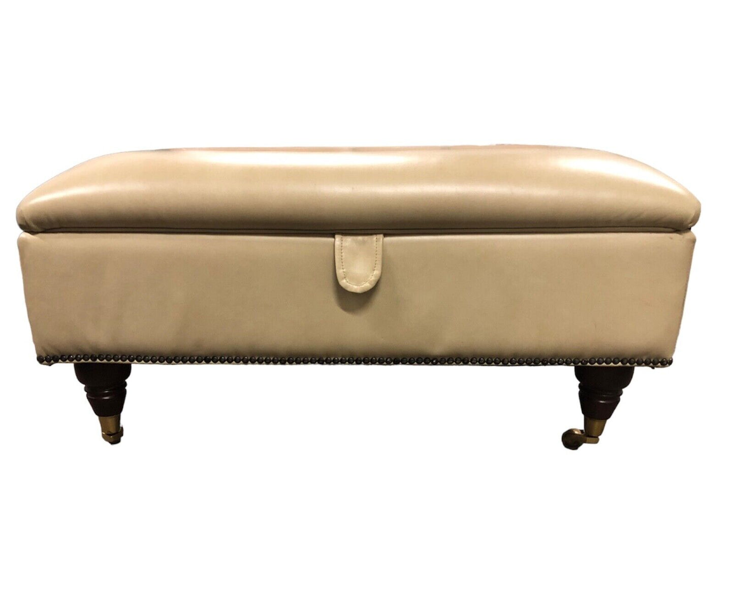 000892....Handsome Large Cream Leather Stool