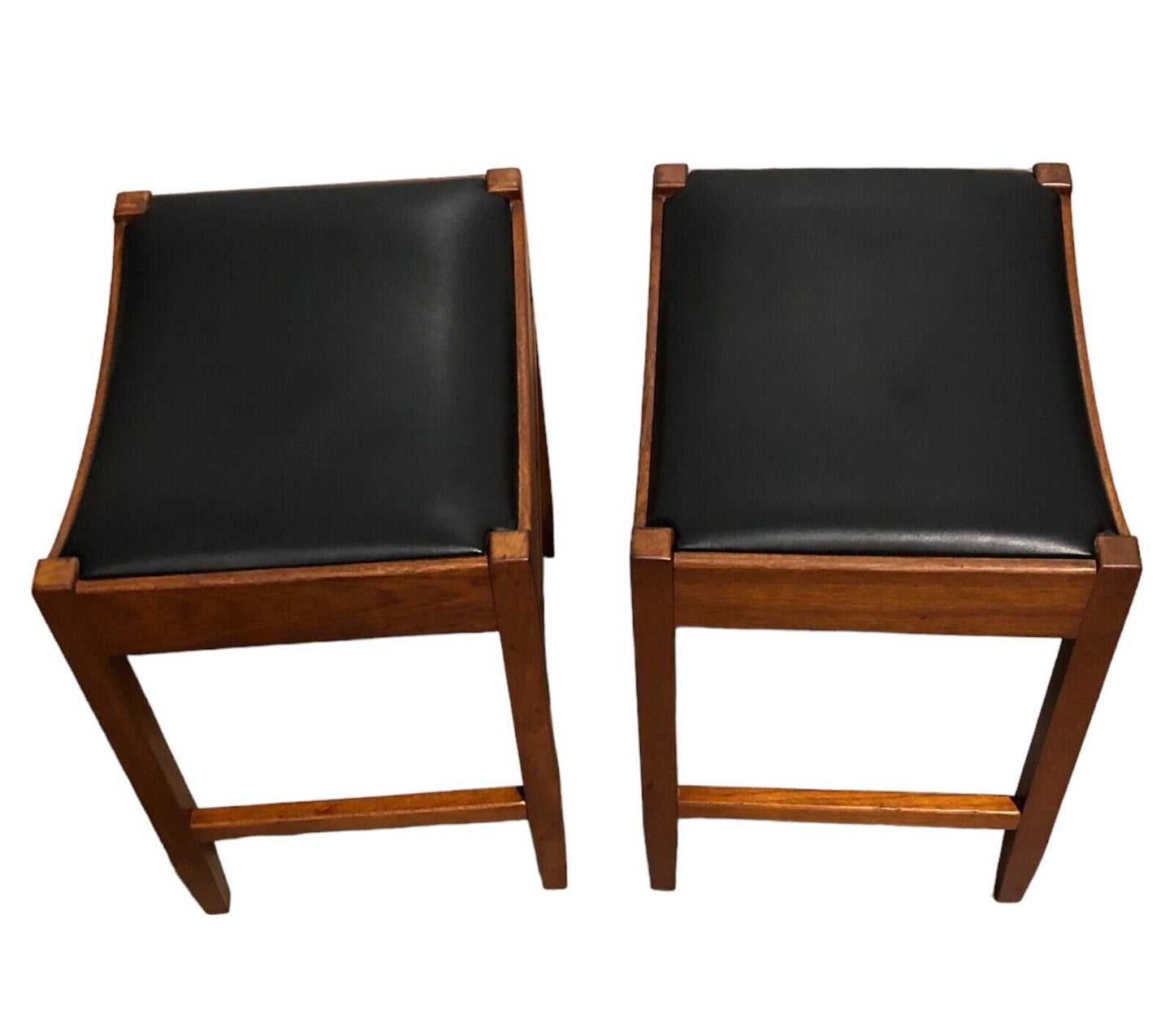 000873....Handsome Pair Of Retro Teak Stools ( sold )