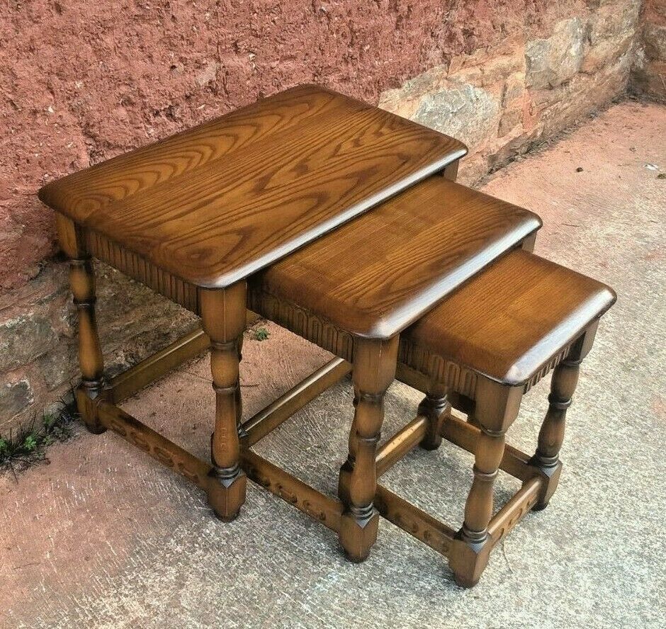 Nest Of Tables Made By Priory Furniture Vintage Nest Of Three Coffee Tables