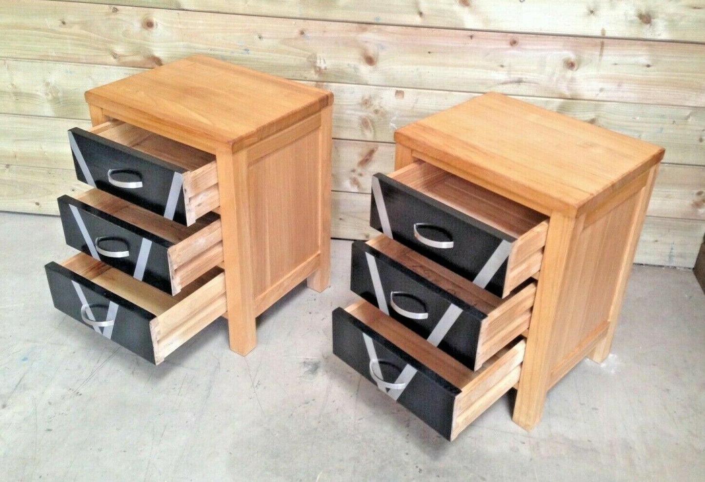 359.....Pair Of Bedside Chests, Bedside Cabinets Refinished In Art Deco Style ( SOLD )