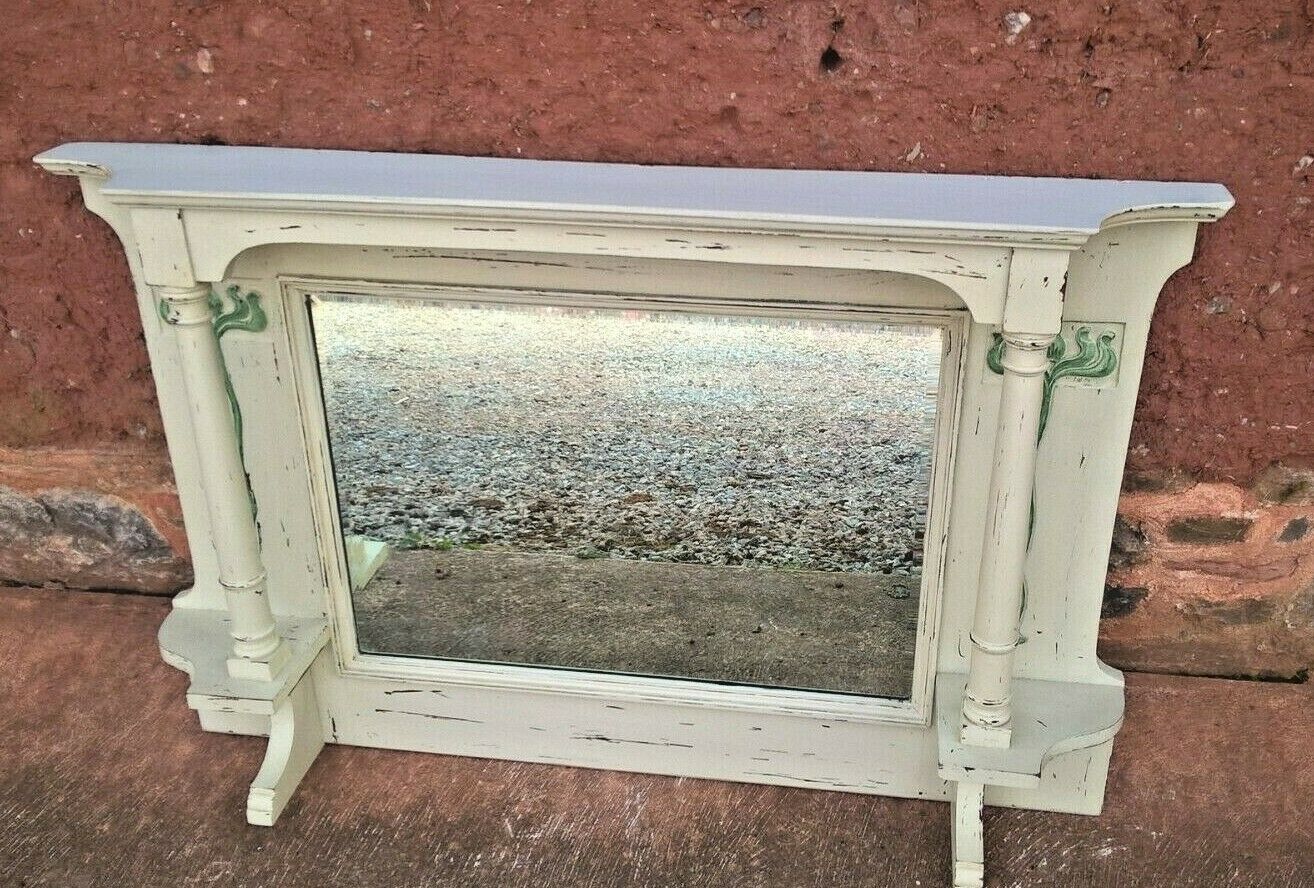 Art Nouveau Overmantel Mirror / Carved Frame Mirror