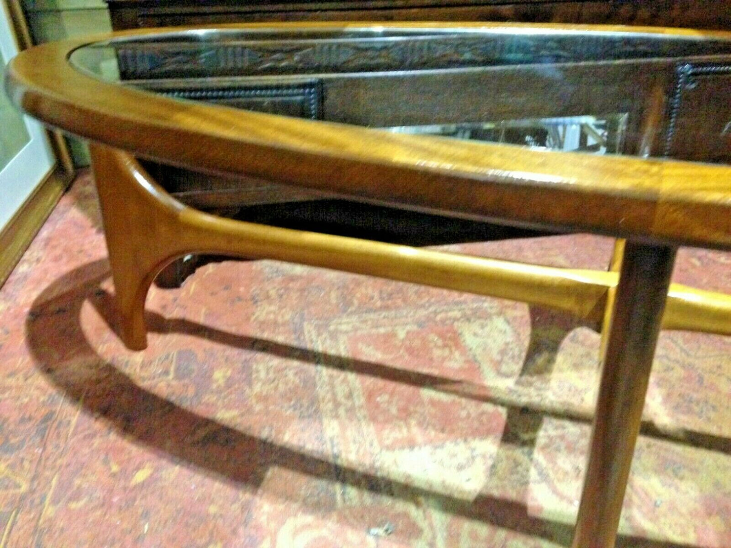 427.....Stateroom Retro Oval Coffee Table By Stonehill / Teak Retro Coffee Table