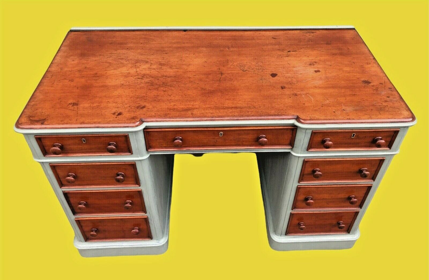Handsome Victorian Refinished Mahogany Pedestal Desk ( sold )
