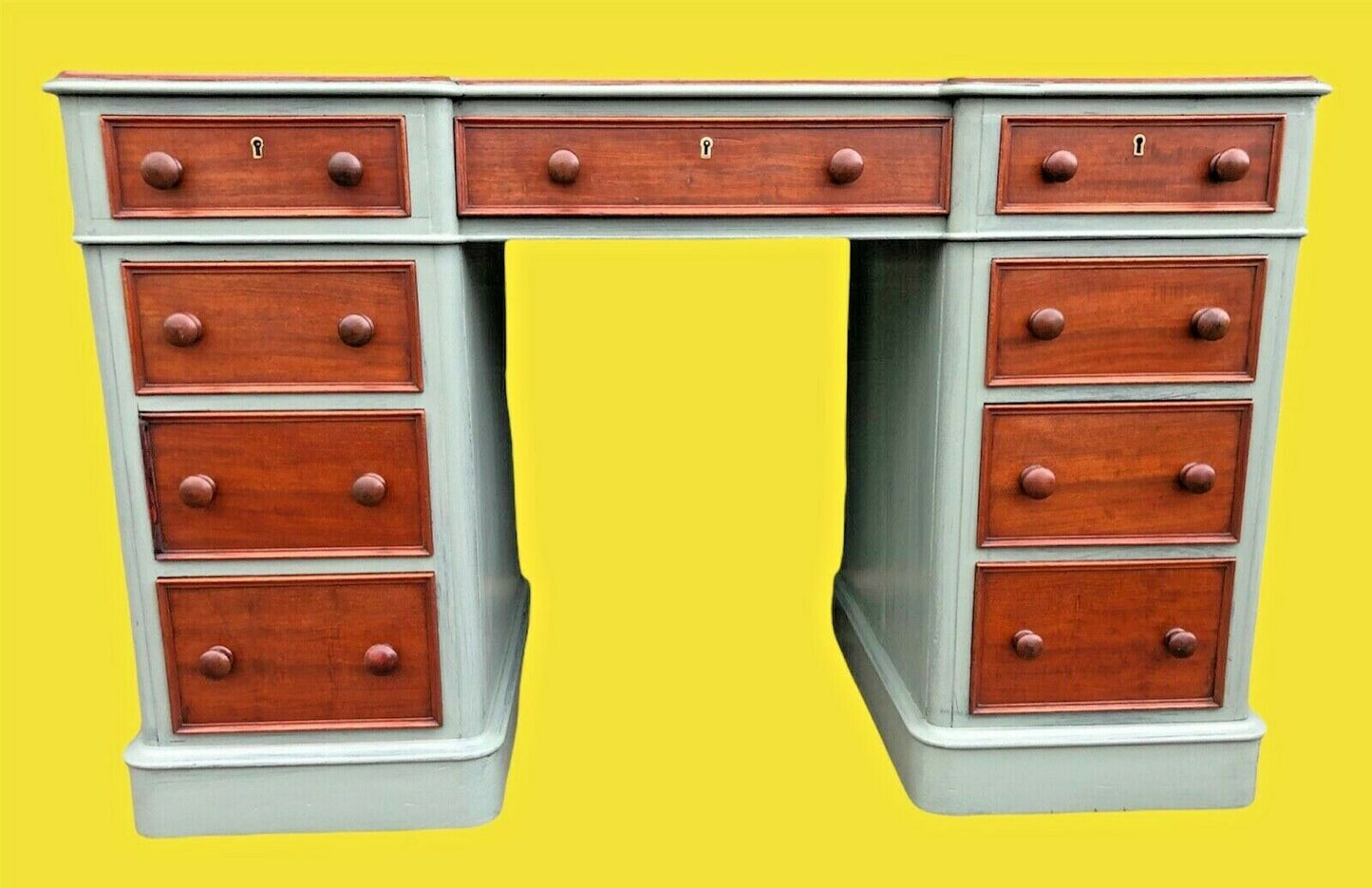 Handsome Victorian Refinished Mahogany Pedestal Desk ( sold )