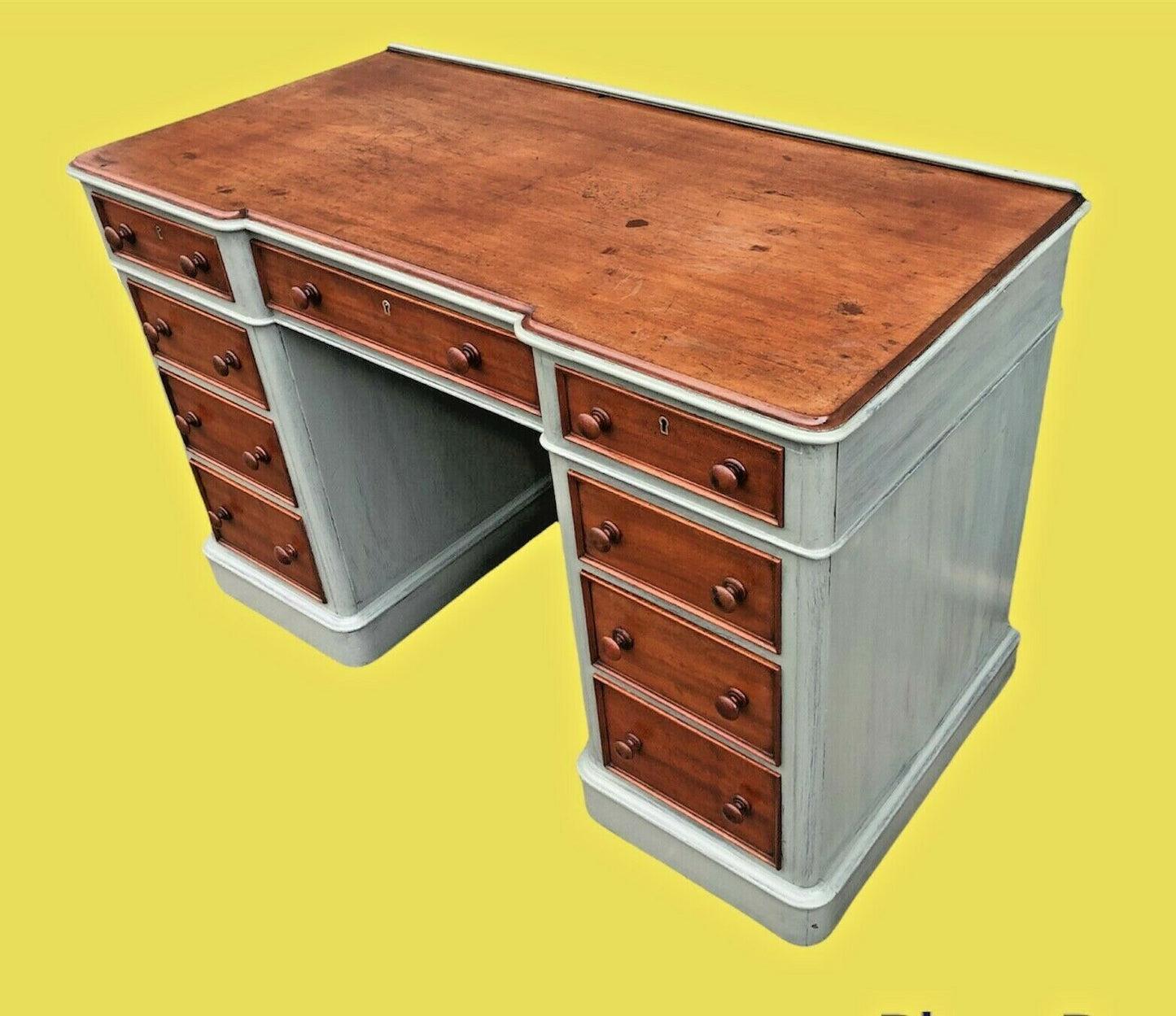 Handsome Victorian Refinished Mahogany Pedestal Desk ( sold )