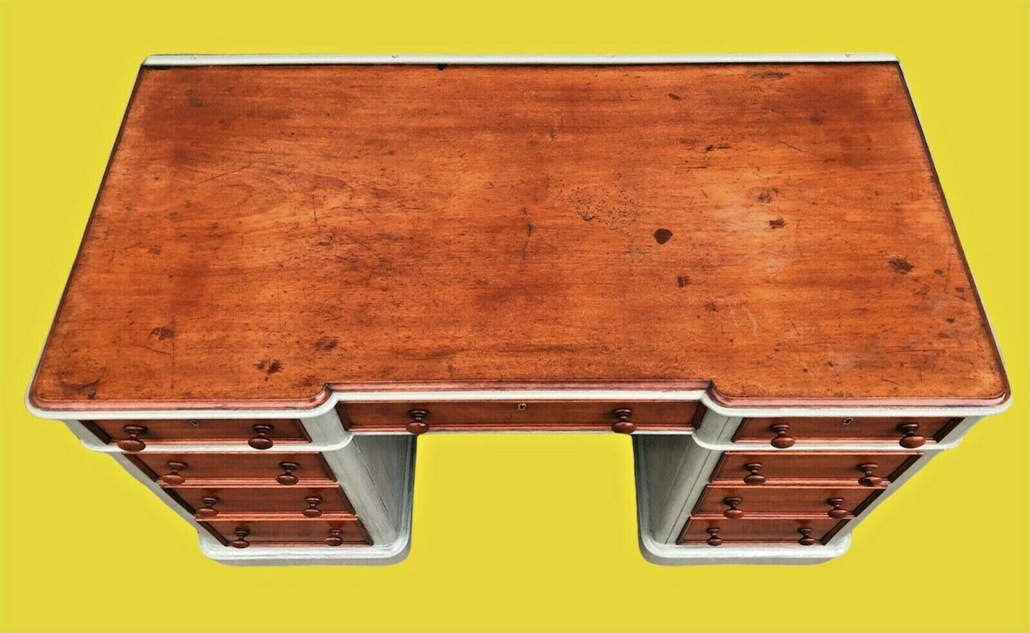 Handsome Victorian Refinished Mahogany Pedestal Desk ( sold )