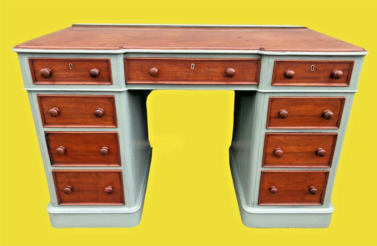 Handsome Victorian Refinished Mahogany Pedestal Desk ( sold )