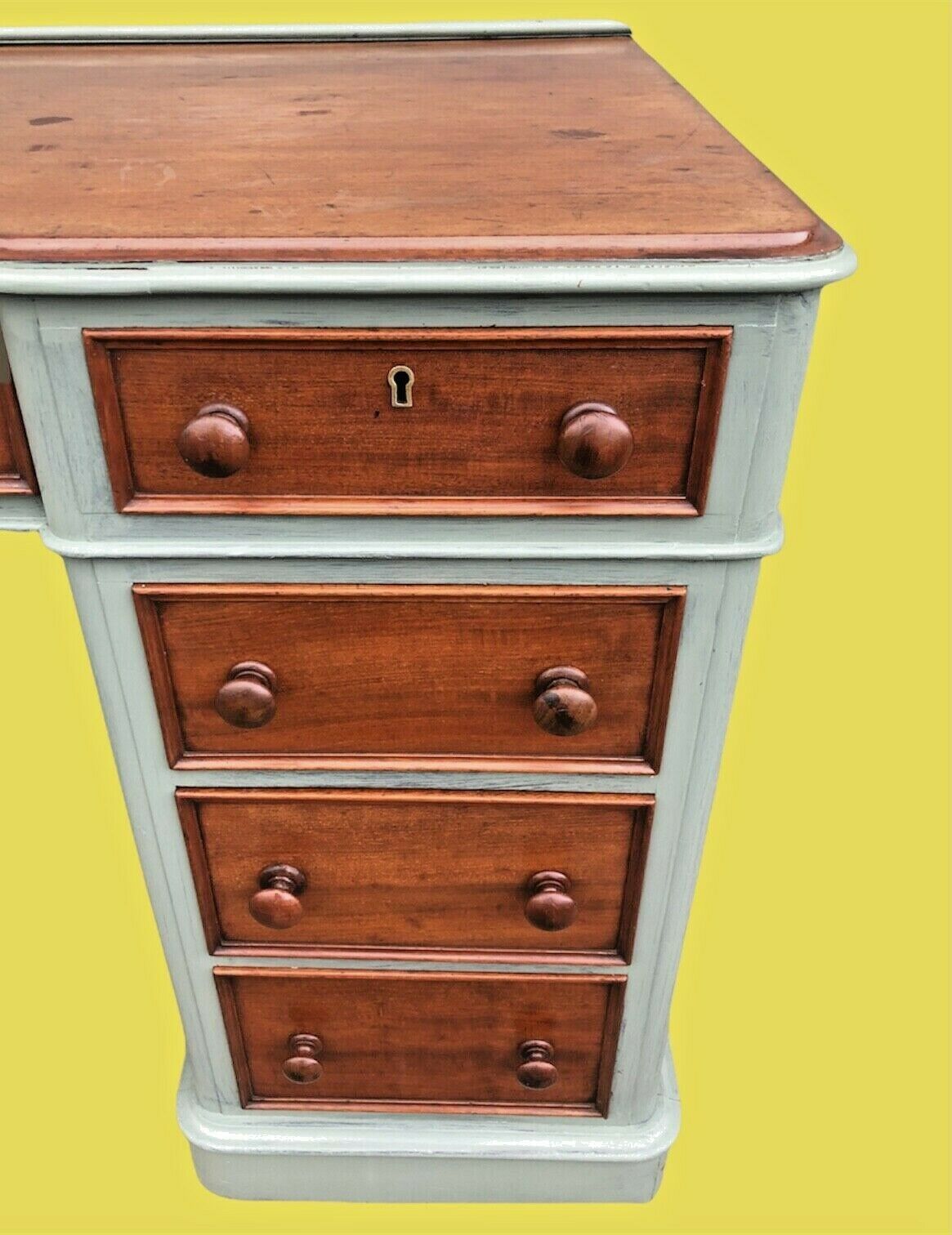 Handsome Victorian Refinished Mahogany Pedestal Desk ( sold )
