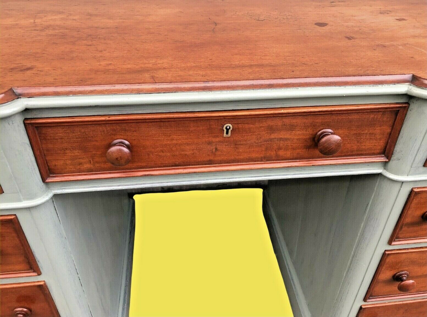 Handsome Victorian Refinished Mahogany Pedestal Desk ( sold )
