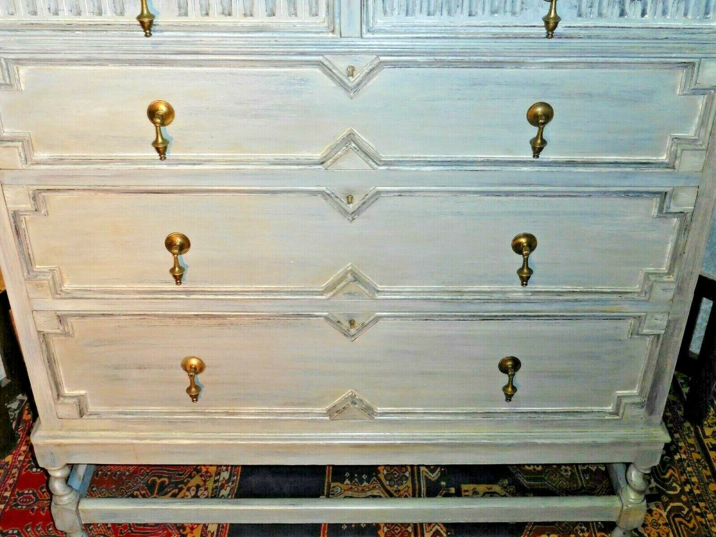388.....Handsome Vintage Refinished Jacobean Style Oak Chest Of Drawers
