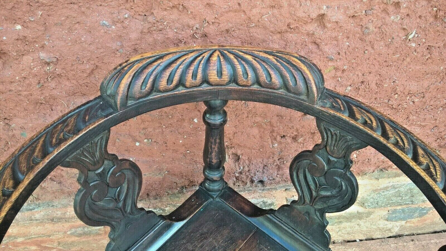 Gorgeous Antique Carved Oak Corner Chair