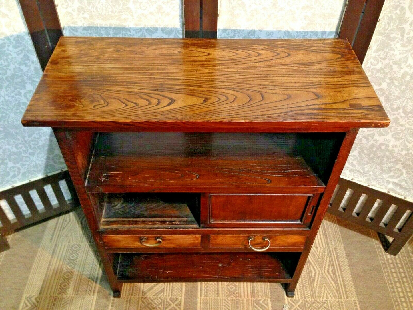 376.....Vintage Oriental Bookcase With Drawers / Oriental Cabinet ( SOLD )