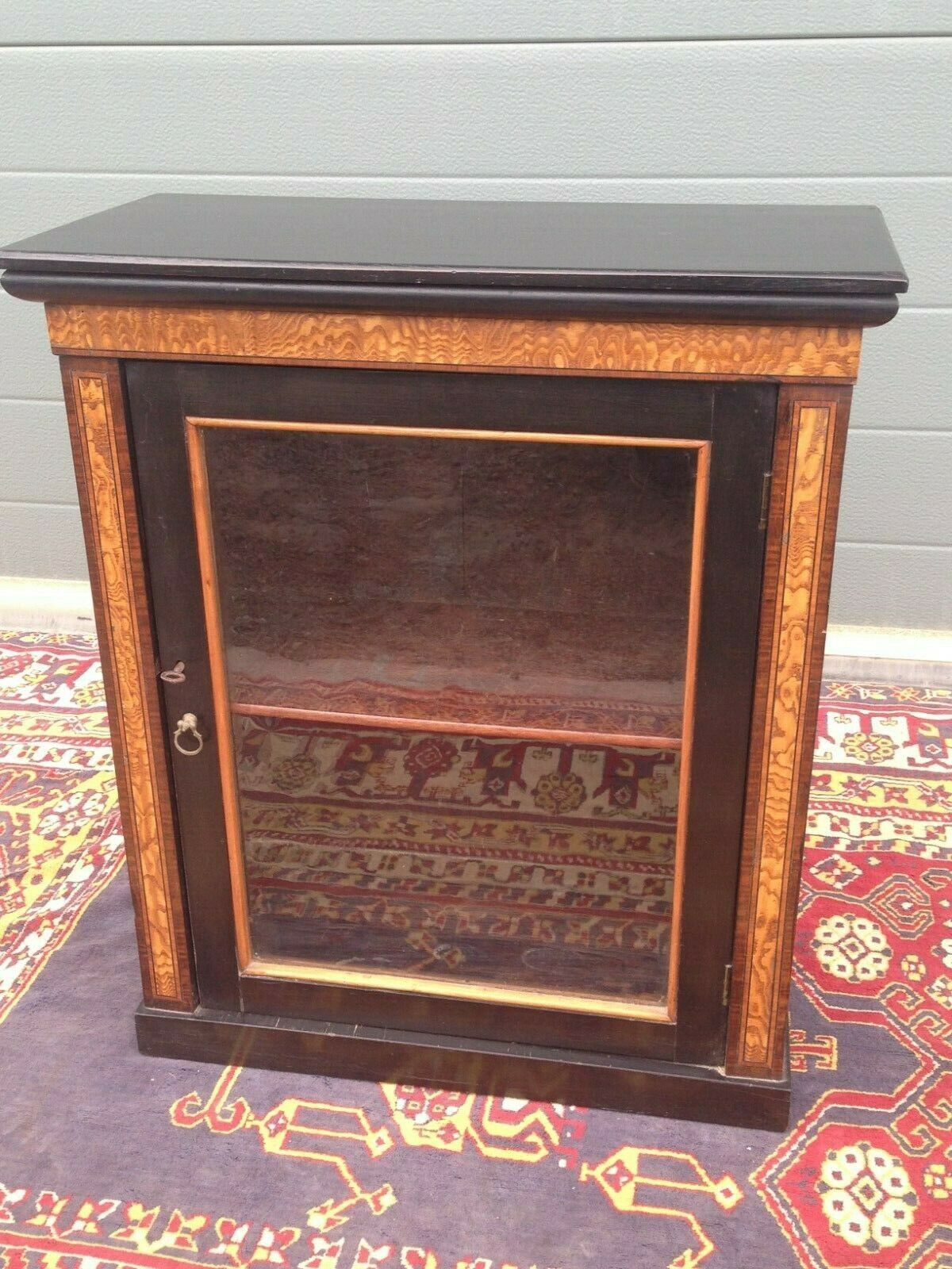 217.....Gorgeous Antique Ebonised Glazed Cabinet / Antique Medicine Cupboard