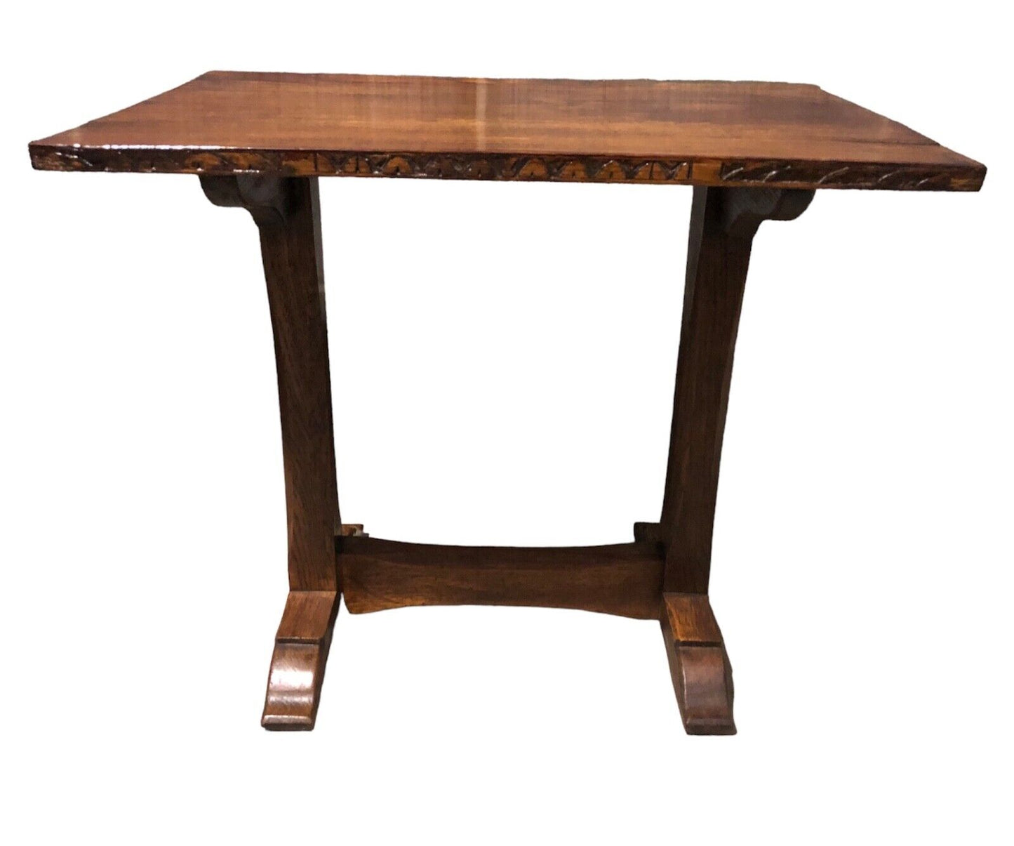 000885....Handsome Pair Of Oak Arts And Crafts Gothic Style Occasional Tables (sold )