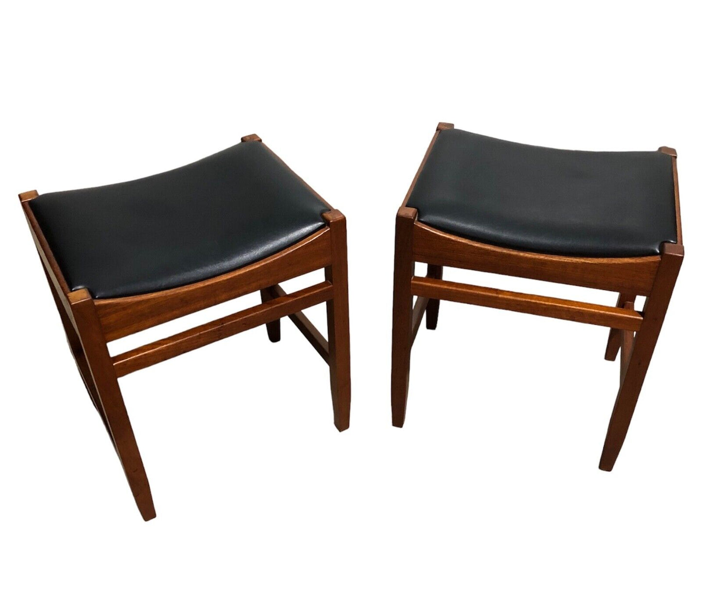 000873....Handsome Pair Of Retro Teak Stools ( sold )
