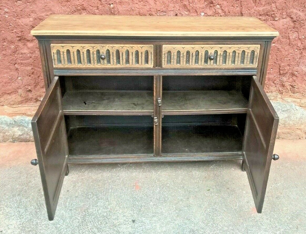 Vintage Carved Oak Dresser Base Old Charm Style Sideboard