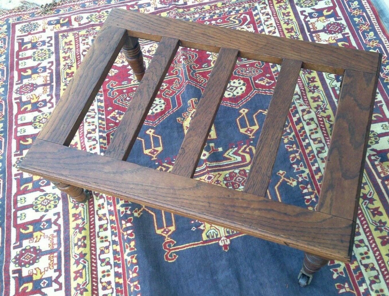215....Antique Oak Luggage Stand / Antique Luggage Rack....SOLD !