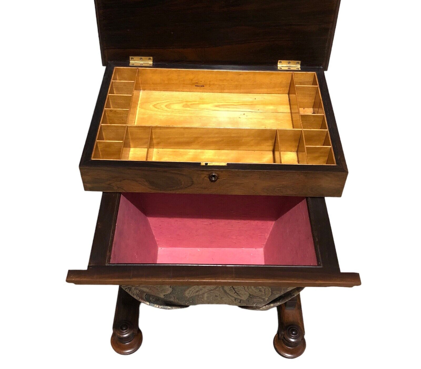 000879....Handsome Antique Sewing Table( sold )