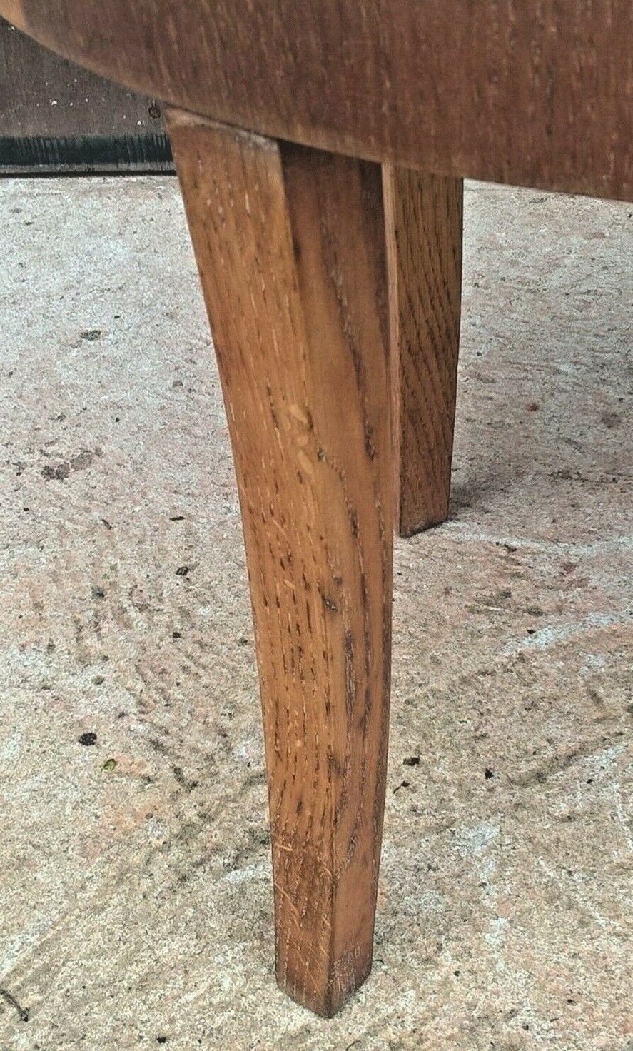Art Deco Oak Stool / Oval Stripped Oak Stool