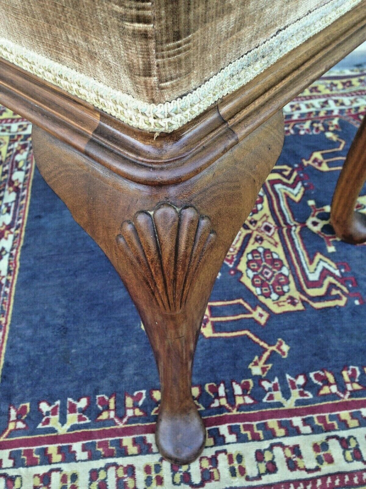 Vintage Stool By Maples / Carved Vintage Stool ( SOLD )