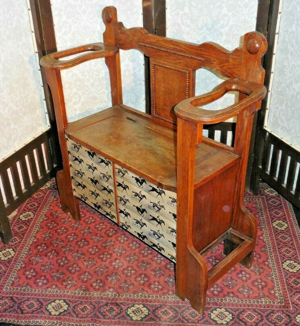 112.....Handsome Vintage Solid Oak Hall Seat Vintage Sick Stand
