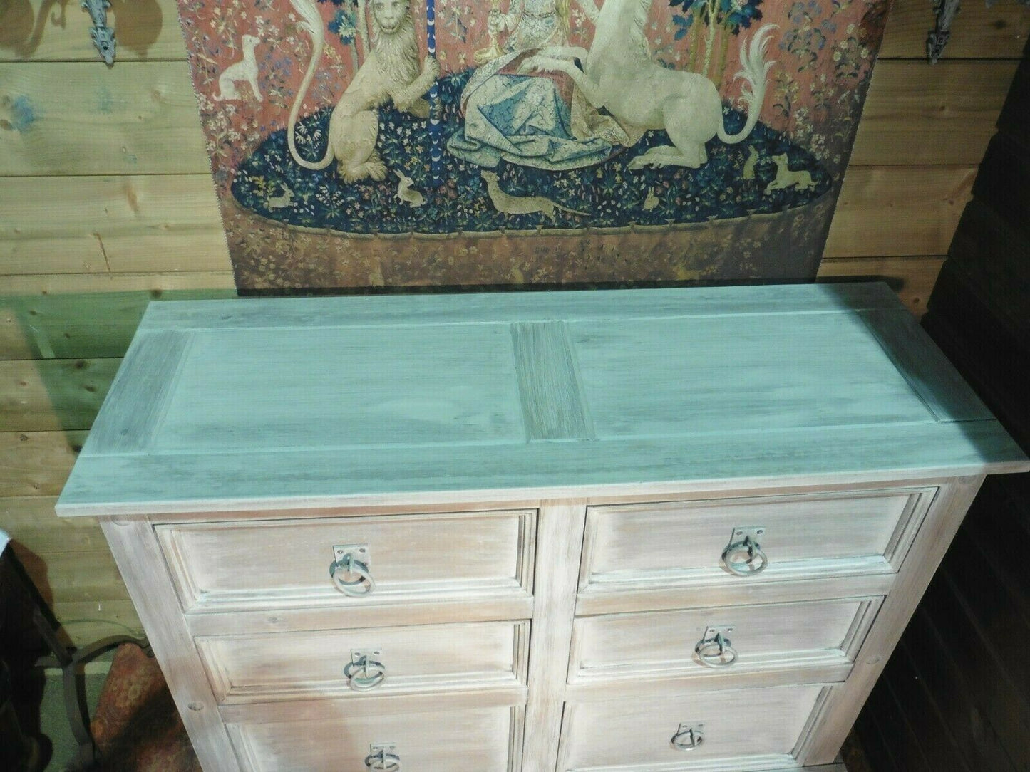 422.....Large Modern Upcycled Chest Of Drawers / Pine Bank Of Drawers