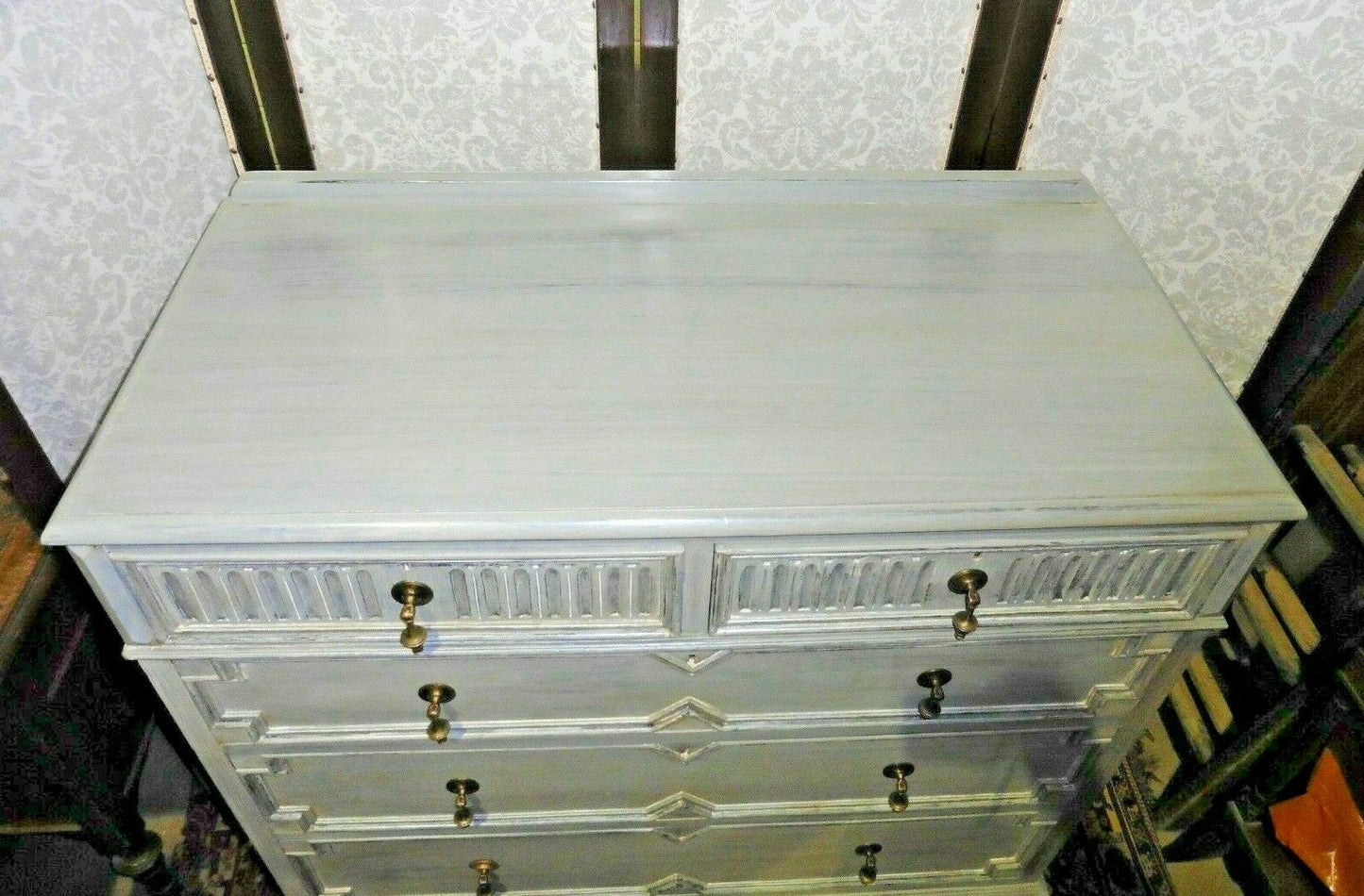388.....Handsome Vintage Refinished Jacobean Style Oak Chest Of Drawers