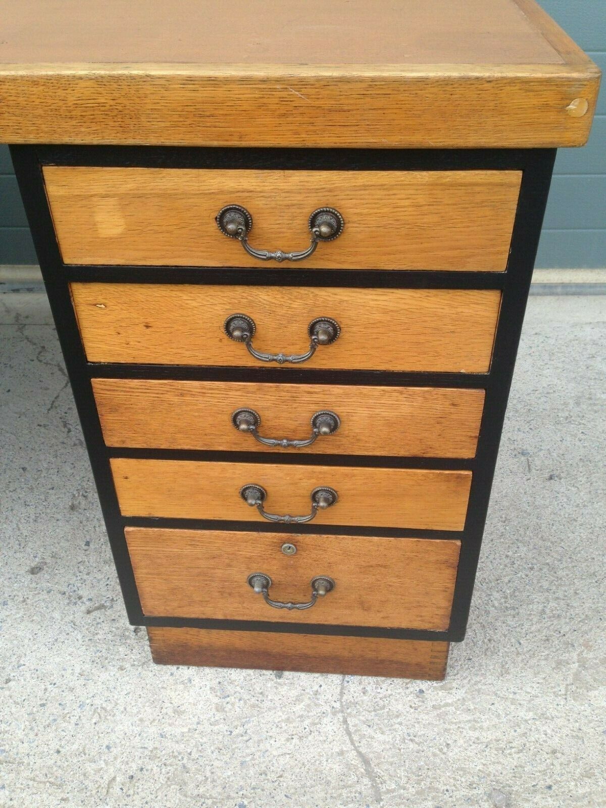 219.....Large Vintage Oak Desk / Industrial Style Desk